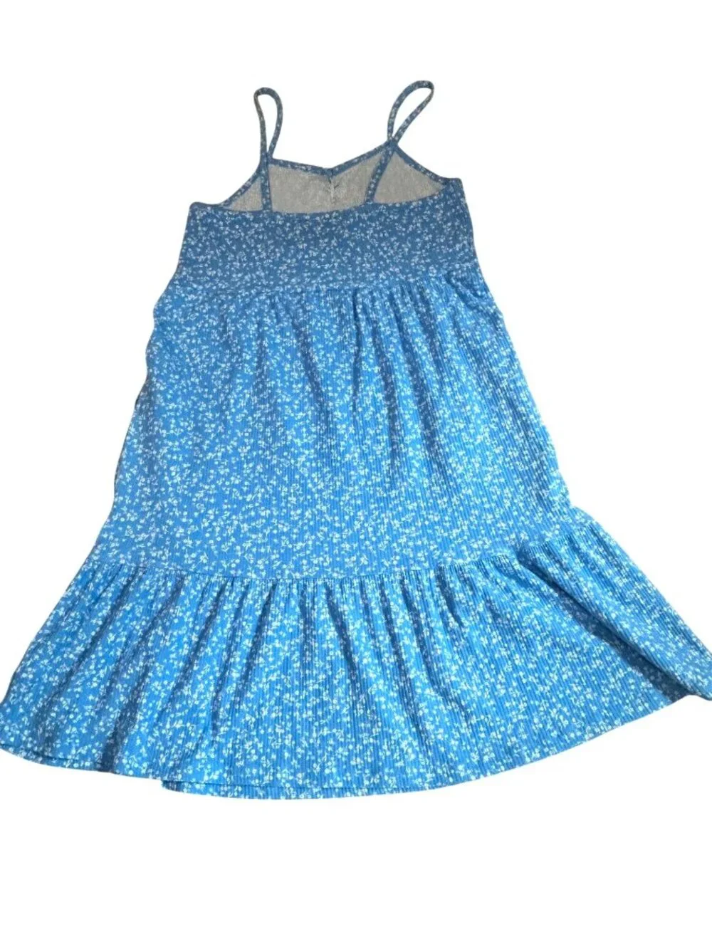 Old Navy Girls’ Sundress XL Blue White Floral Spaghetti Straps Peasant Ruffle